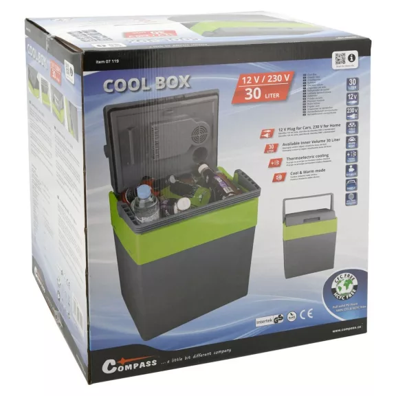 Compass chladič s funkciou ohrevu - 30L, sivozelený A++