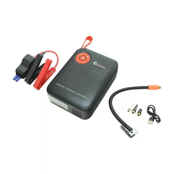 Compass štartovací zdroj s kompresorom, powerbankou a svietidlom (7200 mAh, 600 A)