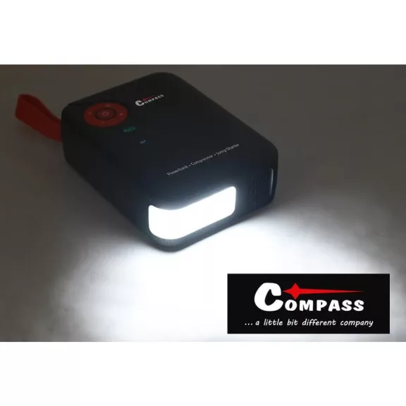 Compass štartovací zdroj s kompresorom, powerbankou a svietidlom (7200 mAh, 600 A)