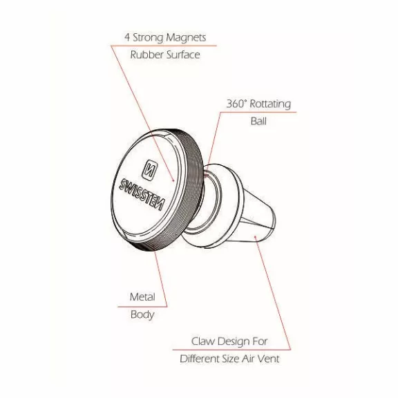 Držiak telefónu Swissten S-Grip Air Vent AV-M9, magnetický