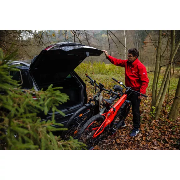 Nosič bicyklov na ťažné zariadenie TMK Fly 02 (oranžový) + vak